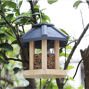 Amazon Com Pl Wild Bird Feeder Wooden Log Cabin Bird Feeder