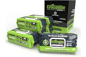 Crocodile Cloth Original Cleaning Wipes, 600 Count (6 Packs of 100) – Heavy-Duty 15” x 10” Multi-Surface Shop Wipes, Water-Based, Safe on Skin, Cuts Grease, Grime & Dirt