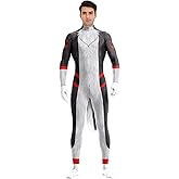 Animal Full Bodysuit for Men Muscle Spandex Jumpsuit Furry Costume with Big Tail for Adult Cosplay Halloween Party
