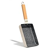 LISOS Ceramic Coating Square Japanese Tamagoyaki Omelette Small Skillet, Non-stick Rectangle Egg Roll Pan with Wood Handle