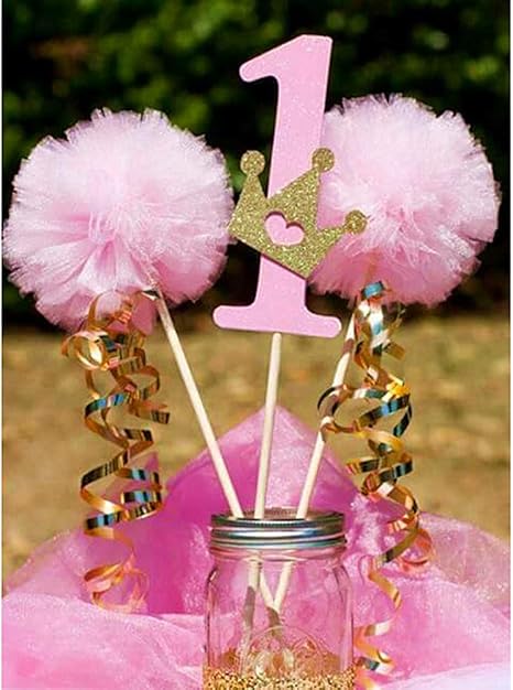Amazon Com Laventy Girls 1st Birthday Cake Topper Baby One Cake
