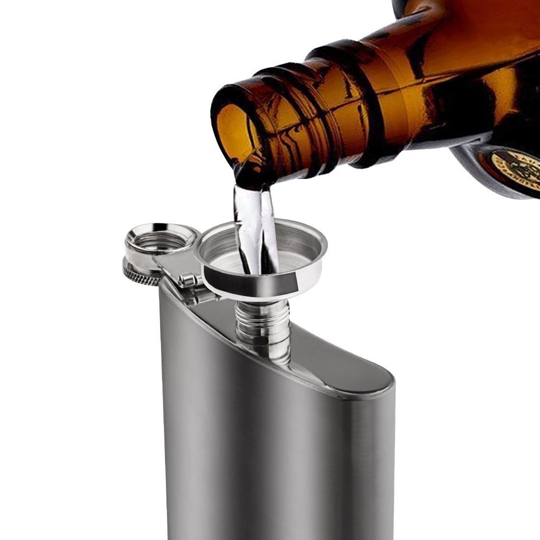 KoKeo_Store Stainless Steel Hip Flask Set with Gift Box 7oz 196ml Hip Flask with Funnel & Shot Cups Stainless Steel Hip Flask Portable Flagon Wine Bottle for Liquor/Wine/Whiskey (Silver)