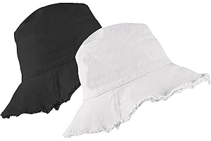 FGSS Bucket-Hat-Distressed Sun-Protection Washed-Cotton Beach-Sun-Hat - Summer-Wide-Brim(3.2inch Brim) Beach-Cap(Size:S-M)