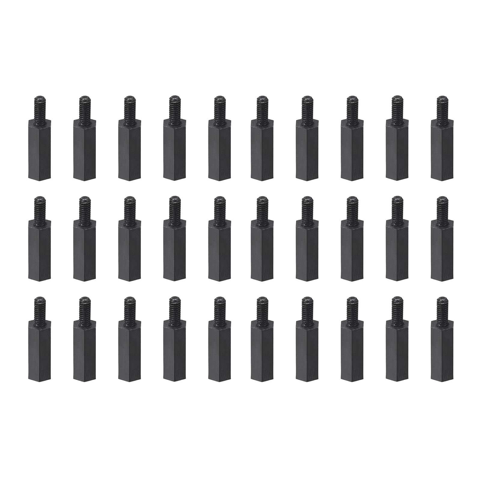 YOKIVE 30 Pcs M2.5 Standoff Screws, Nylon Hex PCB Standoffs with High Insulation Effect, Keep Height Consistent, Great for Motherboard (Black, 12mm+6mm)