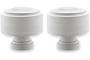 BLASTHOME® Luxury Layers Knob Finials – Fits Only Signature Collection Curtain Rods (Rod Not Included) - Premium Quality, Heavy Metal – Set of Two – Brushed White