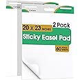 CREGEAR 20 x 23 Inch Sticky Easel Pads, 2-Pack 30 Sheets/Pad Self-Stick Flip Chart Paper for Classrooms, Offices, and Presentations, Easel Paper Featuring Strong Adhesive & Bleed-Resistant