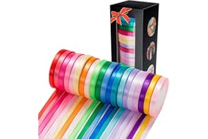 LIUYAXI 500 Yard Fabric Ribbon Satin Ribbon Rolls Silk Satin Roll, 25 Yard/Rolls, 20 Rolls, Satin Ribbon for Gift Package Wra