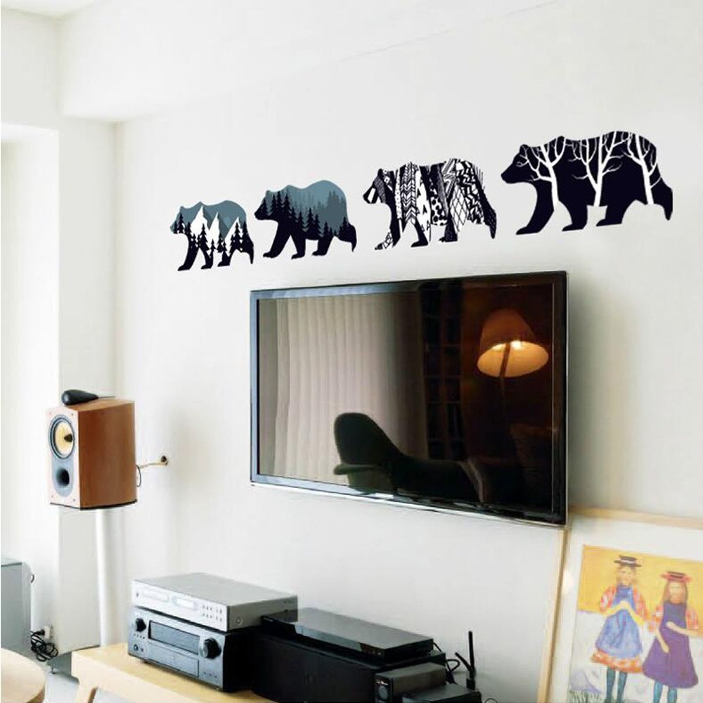 MLM Snow Mountain Forest Silhouette Polar Bear Wall Sticker Animal Wall