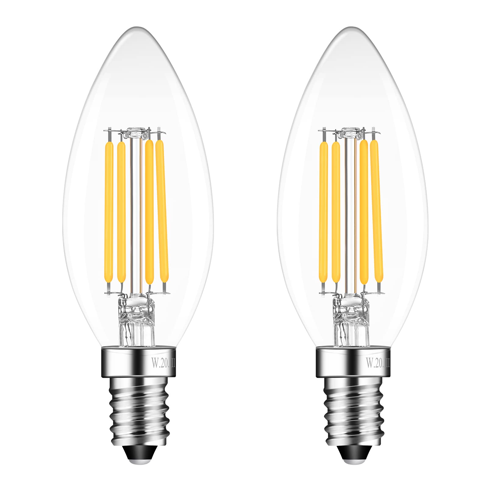 Sokkldccd E14 4W Led Candle Light Bulbs Warm White 2700K, Small Screw Candle Light Bulb, 4W Equivalent 40w, 400lm, Pack of 2