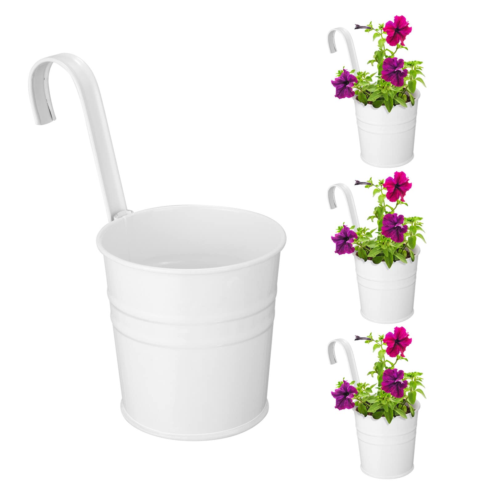 Cabilock 4 Pieces Hanging Pot Vase Hanging Pot Metal Bucket Wall Plant Pot Planter with Hook Bucket for Hanging Outdoor Balcony Garden Country House Decoration (10.5 x 10 x 8.2 .1 x