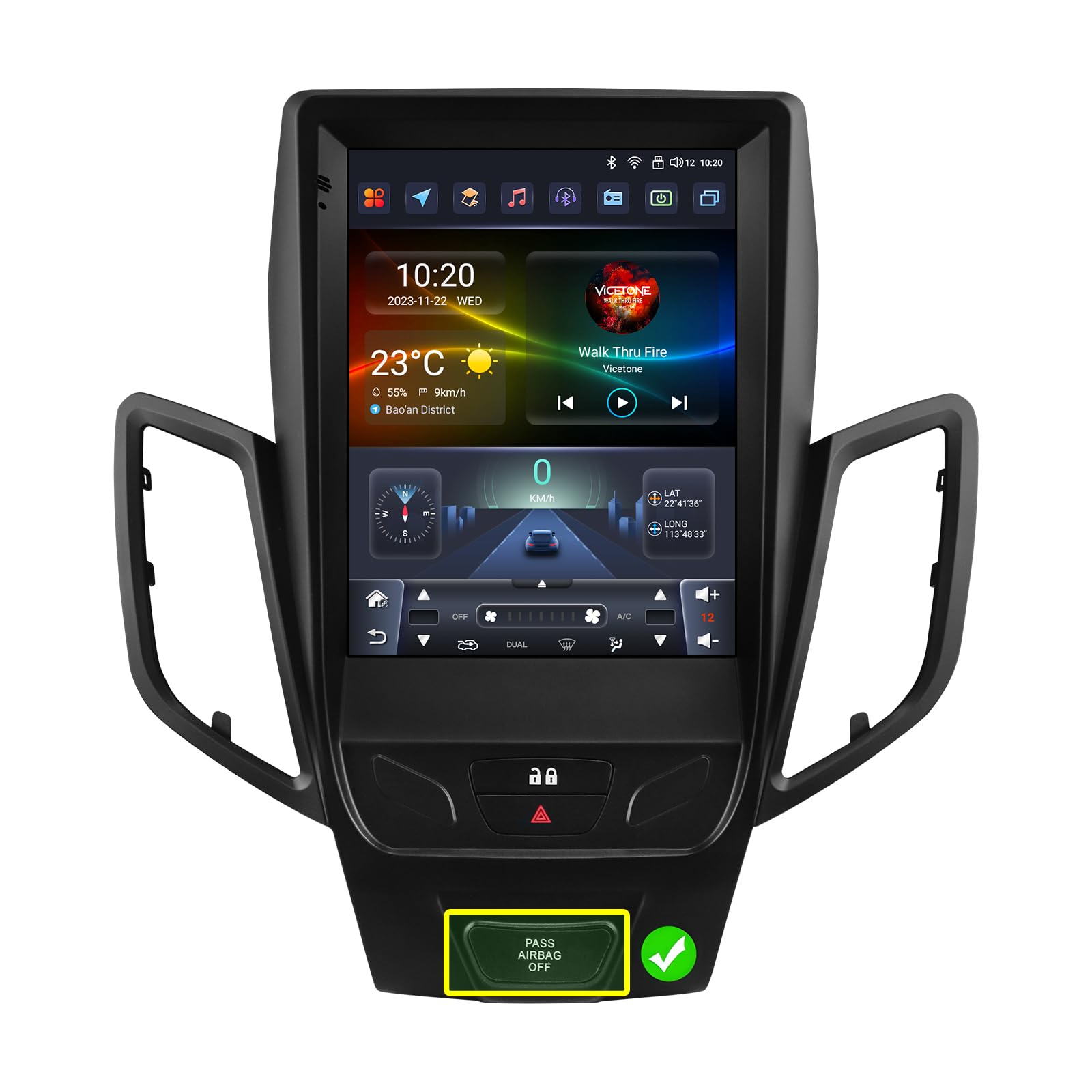 Photo 1 of 8 Core 6GB+64GB 9.7Inch HD Touchscreen Android 14 Stereo Car Radio Upgrade for Ford Fiesta 2009-2016 Wireless Carplay | Android Auto WiFi GPS Navigation Bluetooth 5.0 AM FM,SWC, Car Tablet