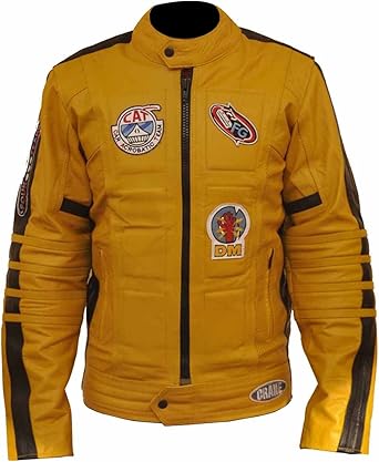 jaqueta de couro masculina amarela