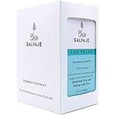 COCO SALVAJE Natural Deodorant Starter Kit for Women & Men | Aluminum Free with Magnesium | Non toxic, Vegan, Hypoallergenic and Pregnancy Safe | 2.11oz Refill & Metal Case (LAS VELAS (Minty))