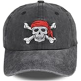 Skull Caps for Men Women, Funny Vintage Skeleton Bone Hat, Birthday Gifts for Woman, Man, Dad, Mom, Wife, Husband, Friends, Adjustable Washed Cotton Outdoors Captain Nautical Adventure Baseball Caps