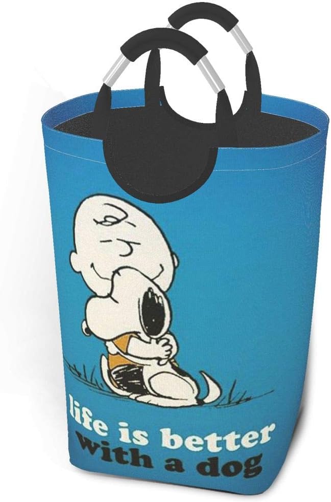 GCNqat Laundry Basket Snoopy Hug Charlie Brown Laundry Hamper Foldable Clothes Bag Folding Washing Bin