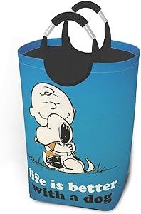 GCNqat Laundry Basket Snoopy Hug Charlie Brown Laundry Hamper Foldable Clothes Bag Folding Washing Bin