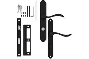 Ideal Security MCMB Curved Mortise Lock Set, Exclusive Replacement for AluminArt Storm Doors and Screen Doors, Adjustable 3/4" Backset, Matte Black