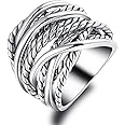 Mytys Gold and Silver Statement Rings for Women Wire Intertwined Design 14K Gold Plated Silver Band Ring Index Finger Rings Costume Jewelry