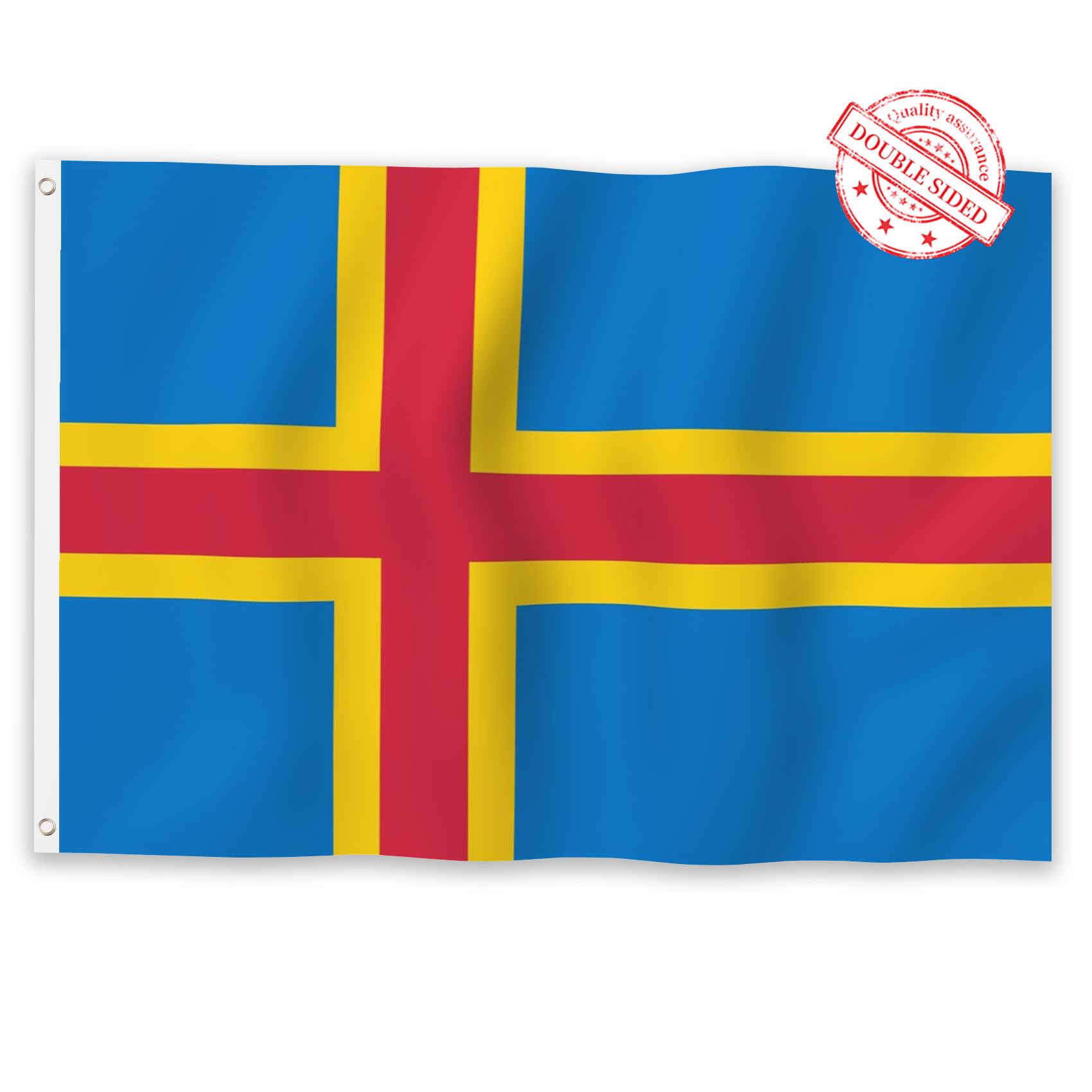 Aoihrraan Aland Islands Flag 1x1.5ft Double Sided National Flags Banner for Outdoor Celebrations Home Garden Porch Party Decoration Flags with 2 Sturdy Grommets Precision Machine Stitched