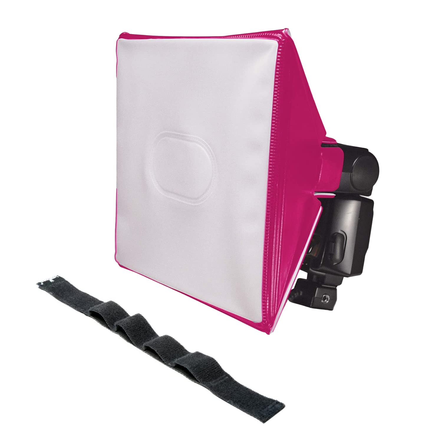 LumiQuest SoftBox III LQ-119S, Flash Diffuser & Light Softener, Universal Classic Design for External Camera Flashes with UltraStrap, Neon Pink