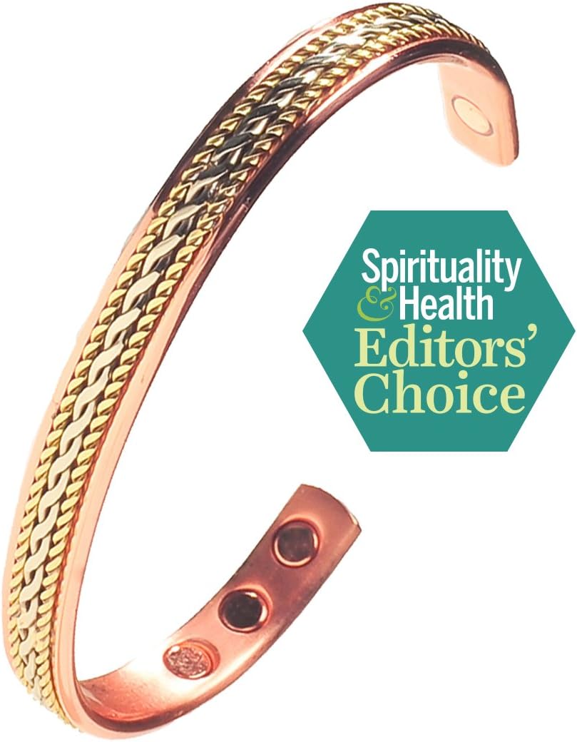 Earth Therapy, The Original Pure Copper Magnetic Healing Bracelets - Adjustable - For Women - Elegant Jewelry Gift Set of 2 in Velvet Pouch: Health & Personal Care