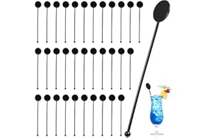 100 Pieces Cocktail Swizzle Sticks, 7inch/18cm Reusable Disc Top Drink Stirrers Black Coffee Whiskey Stirrers Cocktail Stirri
