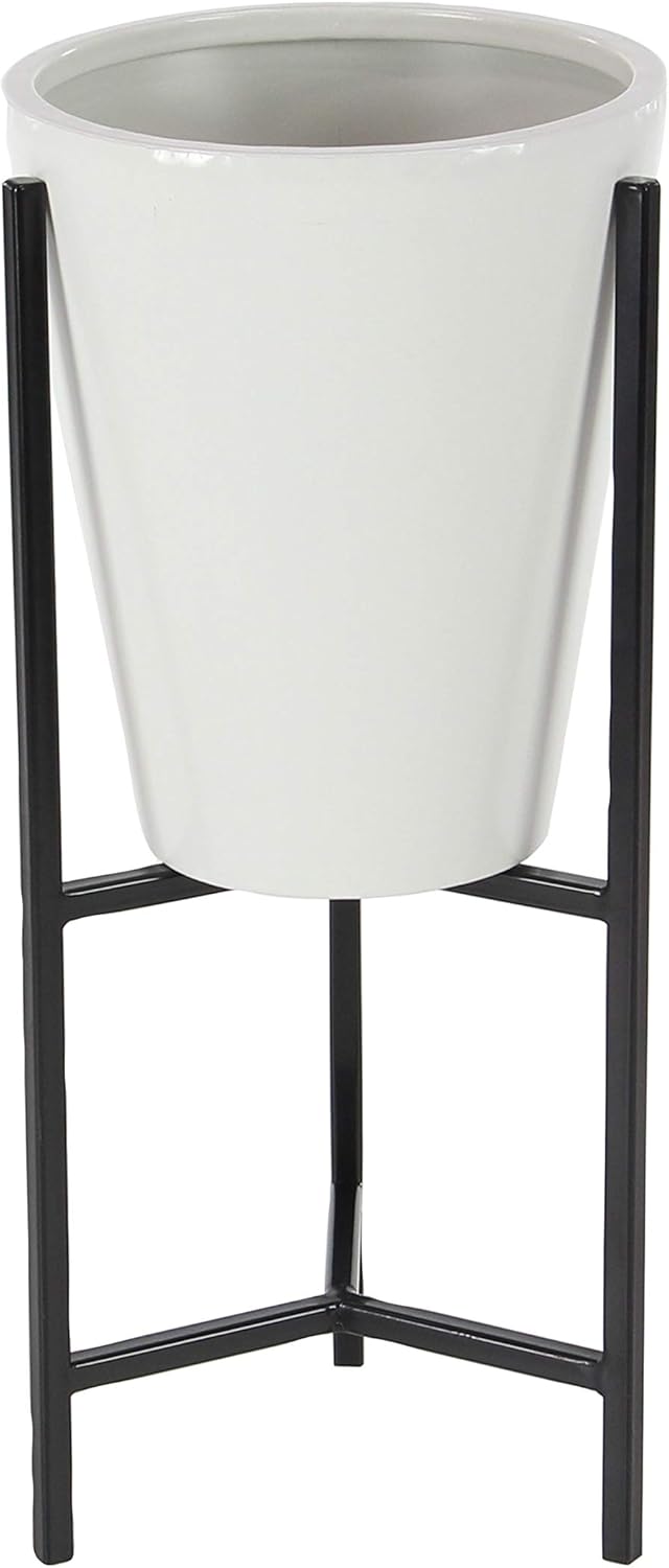 Deco 79 36755 36755 Planter With Stand, White/Black: Home & Kitchen