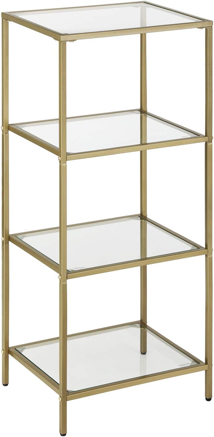 room 2 room 2 tier fabric storage shelf instructions on Amazon Com Vasagle Bathroom Storage Shelf Tempered Glass Storage Rack 4 Tier Display Shelf Sturdy Easy To Assemble For Living Room Bathroom Office Golden Ulgt28g Kitchen Dining