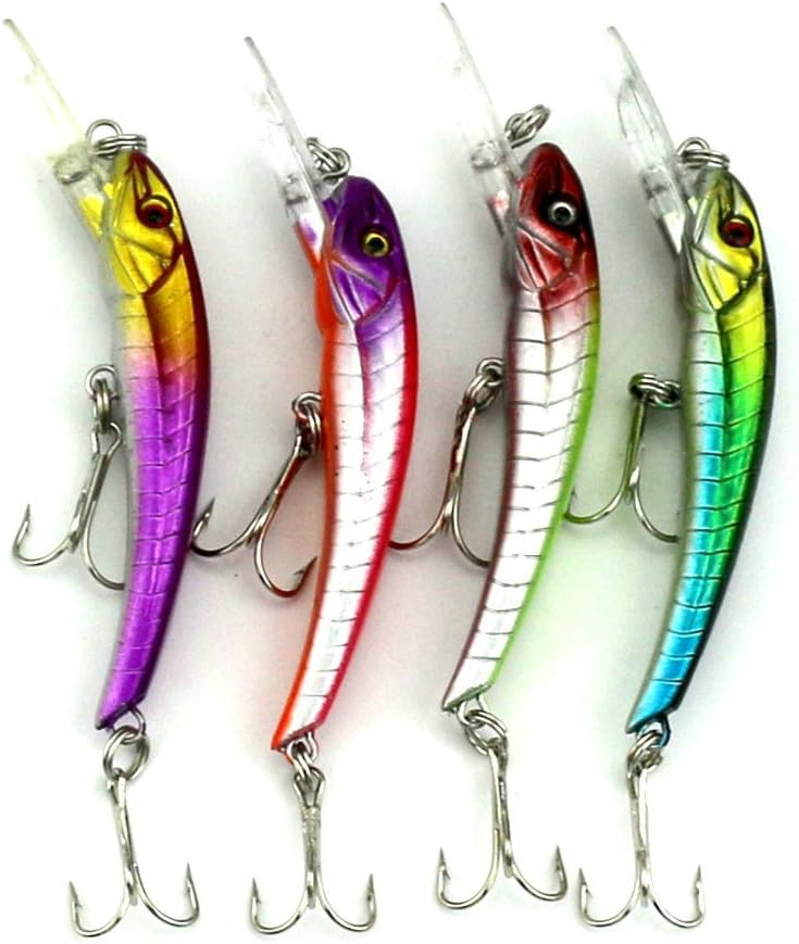 LENPABY 4PCS 3D Minnow Deep Diver Lure 9CM Hard Baits Swimbaits 5.8GTarget Bass, Walleye, Trout and Other Species in Freshwater or Saltwater