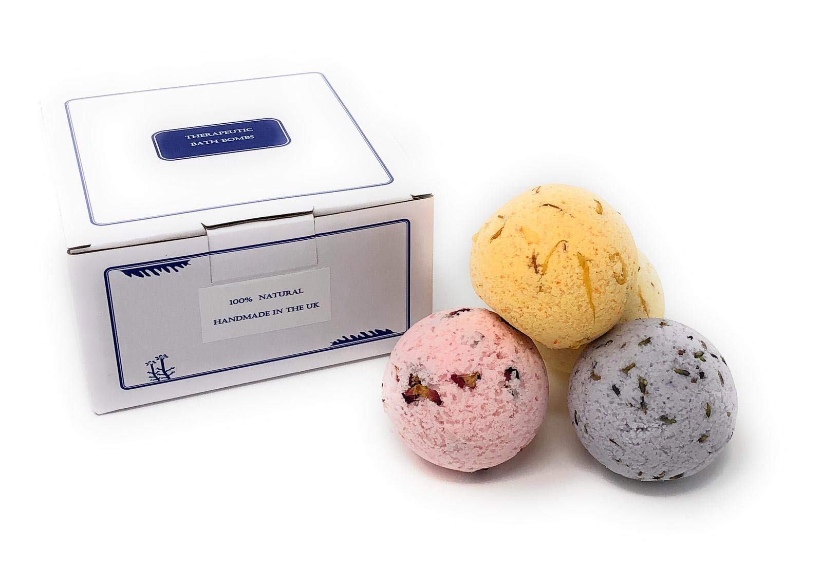 4 Luxury Therapeutic Bath Bombs Gift Pack. Handmade in the UK