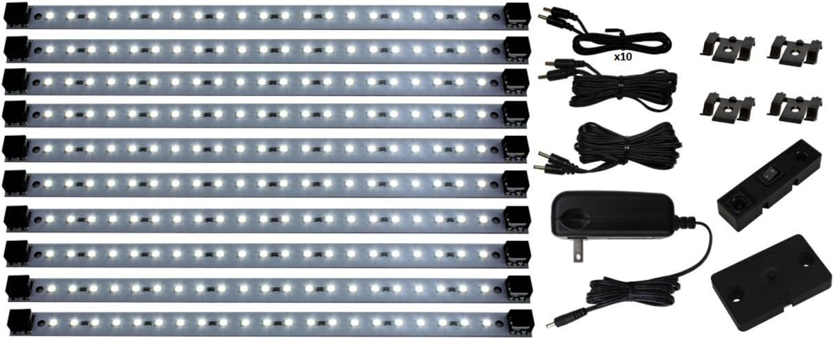Inspired LED | Super Deluxe Pro Series 21 LED Kit with Dimmer Included | Under Cabinet Lighting | 24 Watt 12V DC | Pure White ~4200 K 135 lm/ft