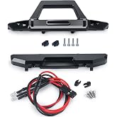 RCLIONS Aluminum Front Rear Bumper with LED Taillight for Axial SCX24 JLU | 1/24th RC Crawler Truck Car Upgrades
