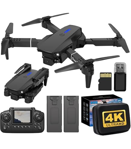 OBEST Drone Con Cámara 720P Y Pantalla En El Mando – 2 Baterías De 1800mAh, Luces LED Y Tarjeta SD