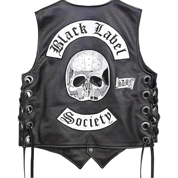 A1 Jackets Men's Black Labeel Socity Skull Logo Biker Vest (US