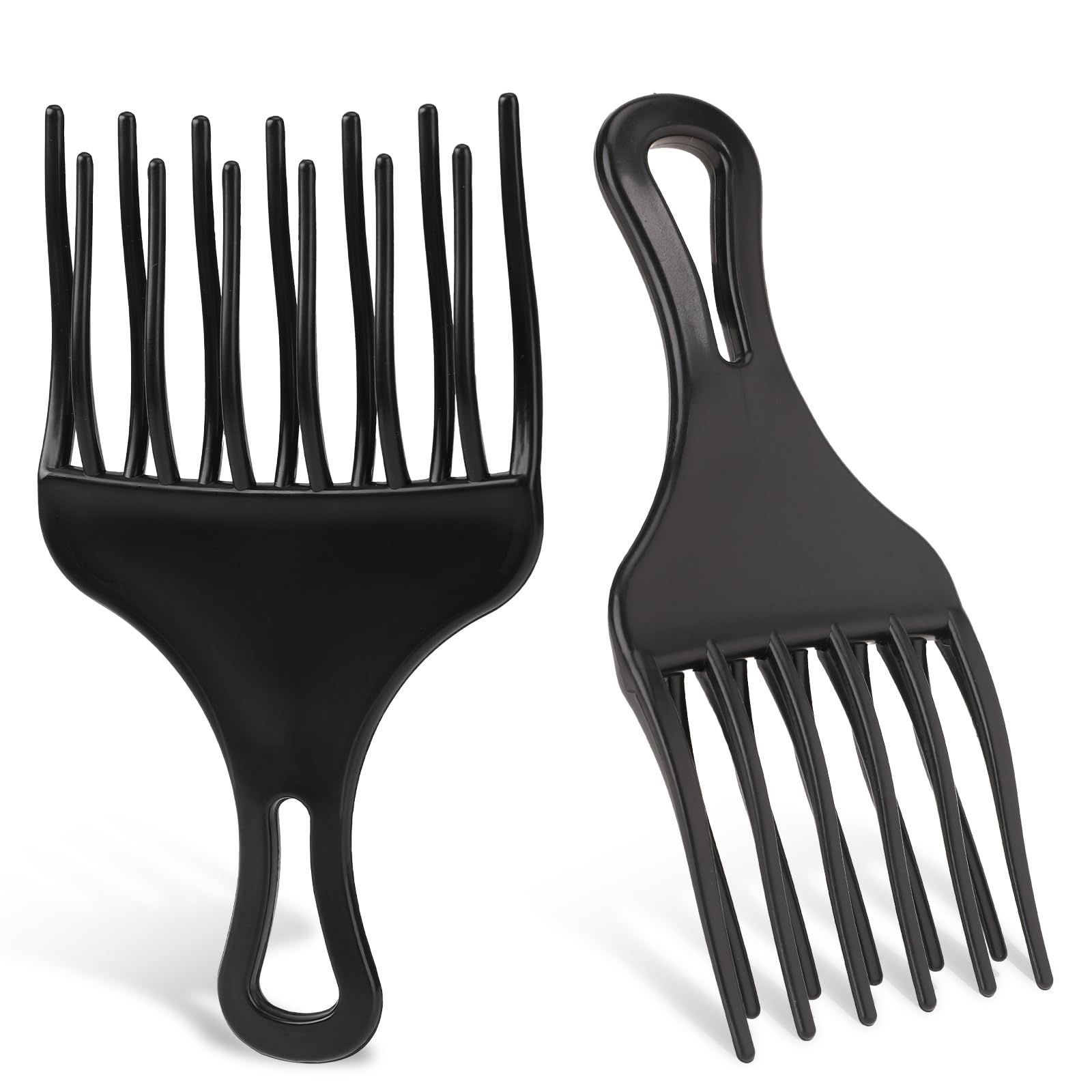 Salbsever 2-Piece Afro Hair Pick-Comb Set - Large and Small Plastic Wide-Tooth Picks for Curly Hair, Detangling, Wig and Braid Styling