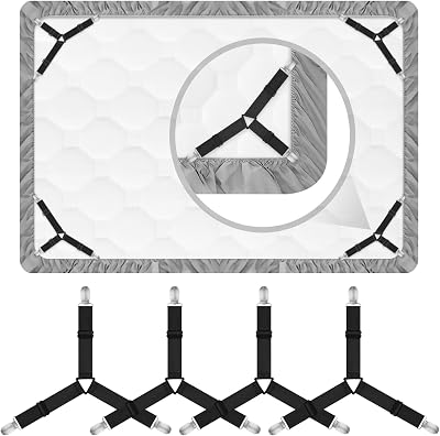 Ershyi Bed Sheet Clips, Adjustable Triangle Straps for Fitted Sheets