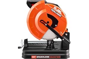 DJBL 14" 3500w Brushless Cold Cut Saw,Dry Cut Saw Cutting Speeds Changeable,Brushless Motor Metal Cut Chop Saw with 66 Teeth Ferrous Metal Cutting Blade,45 Degree Adjustable