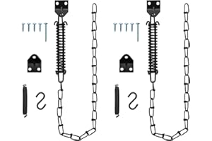 NIAHM Door Stopper Chain, Screen Door Chain and Spring to Protect Doors, Wind Chain for Storm Door to Protect Windows, Black（2-Pack）