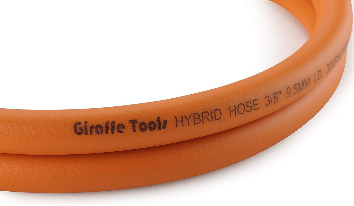 Hybrid Air-Hose 3/8 in. x 50 FT.1/4 in. MNPT Fittings, 300 PSI, Lightweight Flexibility Polymer Hose by Giraffe - - 