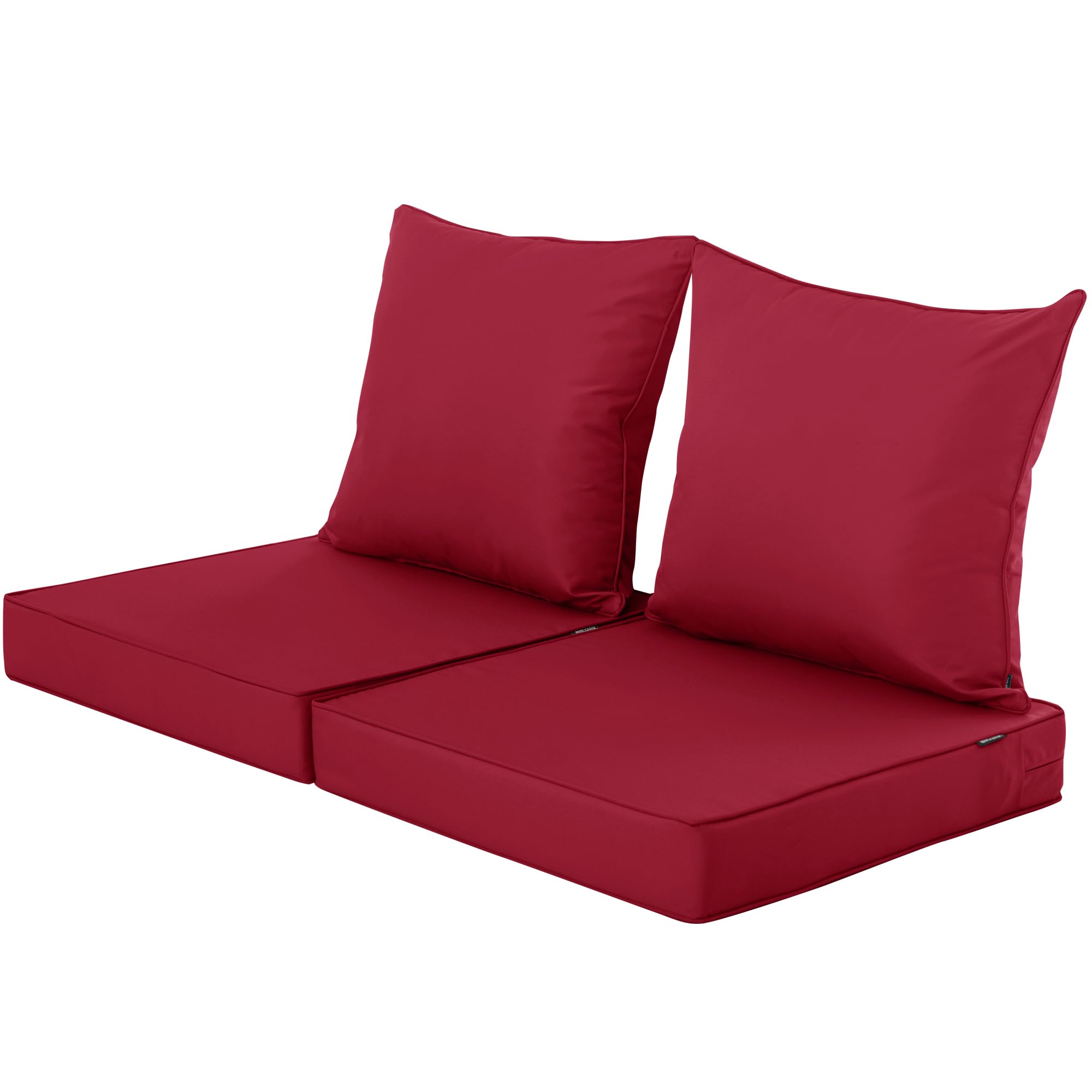 Photo 1 of Comcaver Waterproof Outdoor Chair Cushion Set, Fade and Tear Resistant Patio Furniture Cushions with Removeable Covers, 22x22 Inch, Burgundy, Set of 2