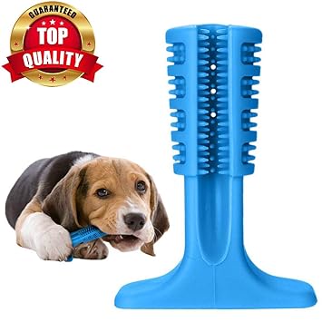 Pet Paradise Toothbrush Stick Bristly Brushing Stick Dog Teeth Cleaning Treats Chew Toys Bite Resistant Puppy Effective Dental Care Doggy Natural Rubber Massager Small (Blue)