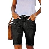 Dreweatts Jean Shorts for Women Stretchy Ripped Bermuda Denim Shorts Trendy