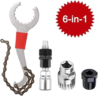 6-in-1 Fahrrad Kassette Removal Tool mit Kurbelabzieher und Innenlager-Entferner 5-11 Fach Kompatibel Kettenpeitsche Fahrrad Reparatur Werkzeug Set Kurbel Kette Achse Demontage Werkzeug