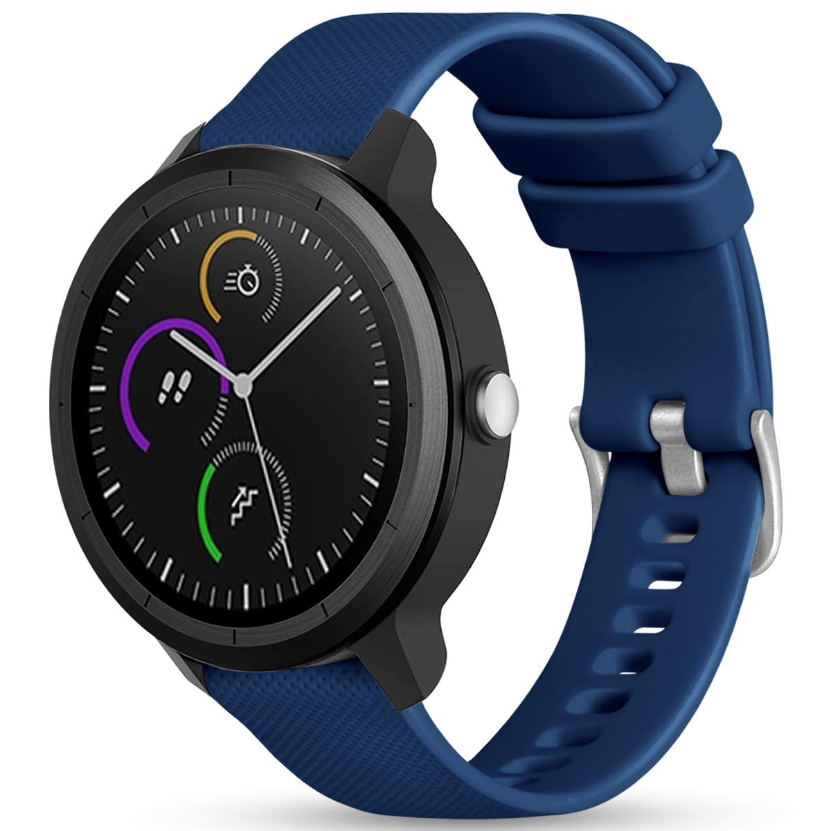 Vobafe 20mm Strap for Garmin Vivoactive 3/3 Music/Venu/Venu 2 Plus/sq/sq 2/Forerunner 245/645/55, Soft Silicone Watch Band Replacement for Garmin Vivomove HR/Instinct 2S/Fenix 7S, Blue
