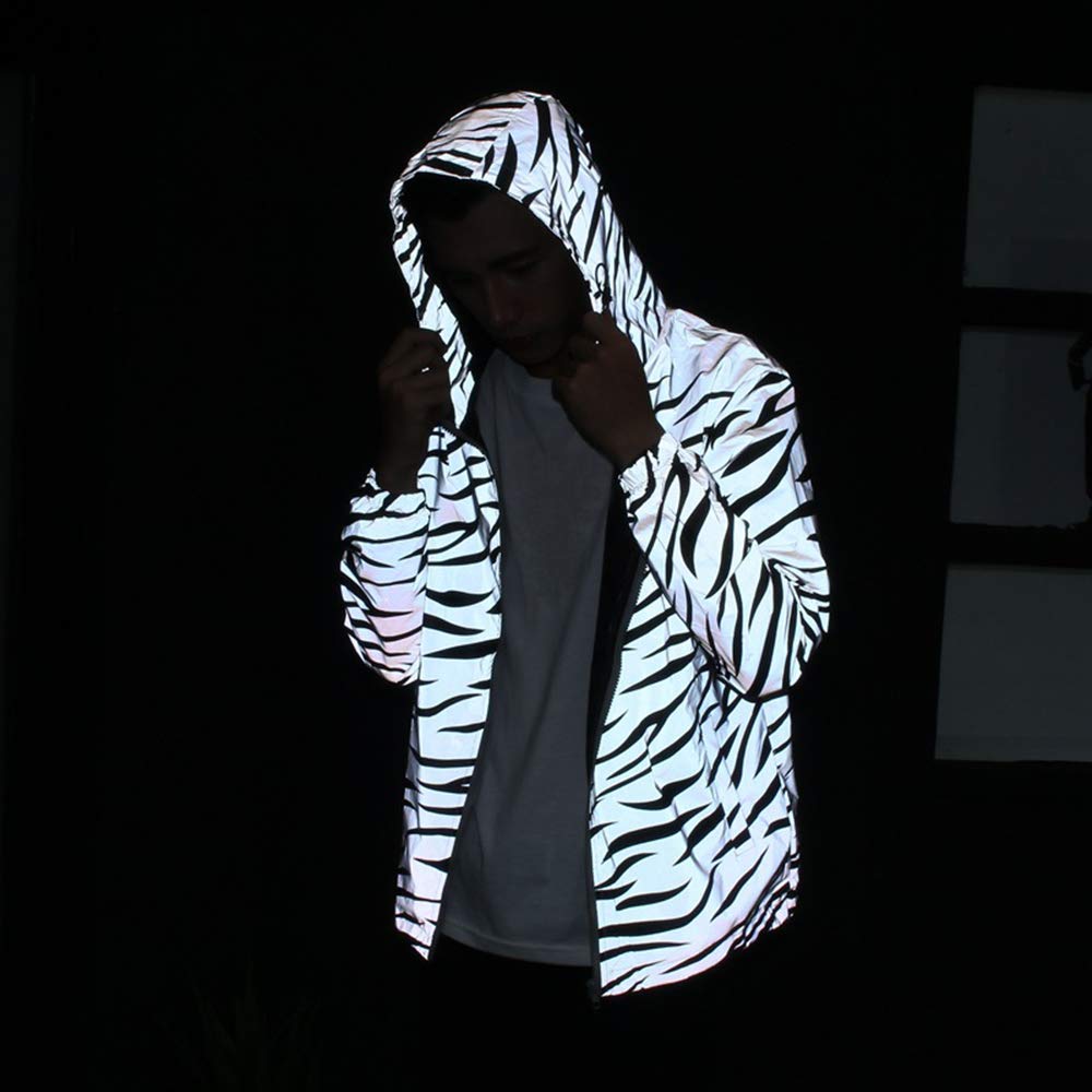LZLRUN Reflective Light Jacket Men Women Mesh Style Noctilucent Zebra Jackets Waterproof