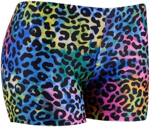 Spandex Shorts, 6" Inseam, Leopard Tie Dye, Small