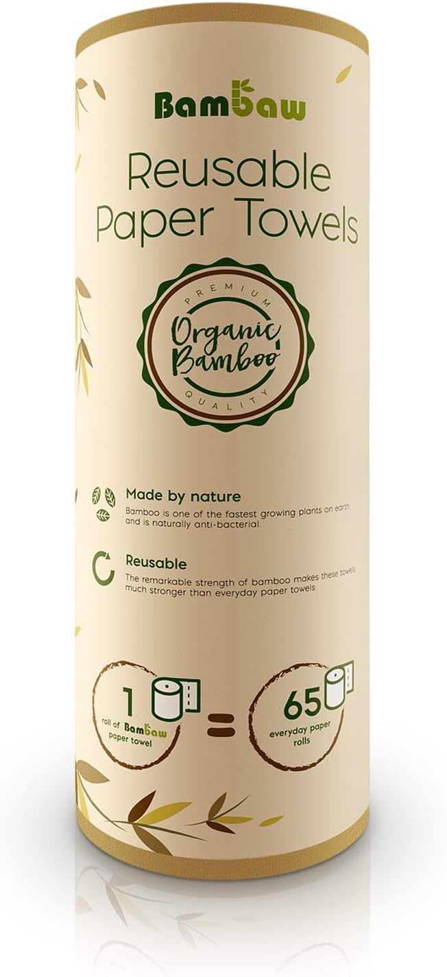 2 Rotoli Da Cucina In 100% Bambù Lavabili | Sostituisce Fino A 50 Rotoli Di Carta Da Cucina Riutilizzabili | Asciugamani Da Cucina Lavabili - Foto 3