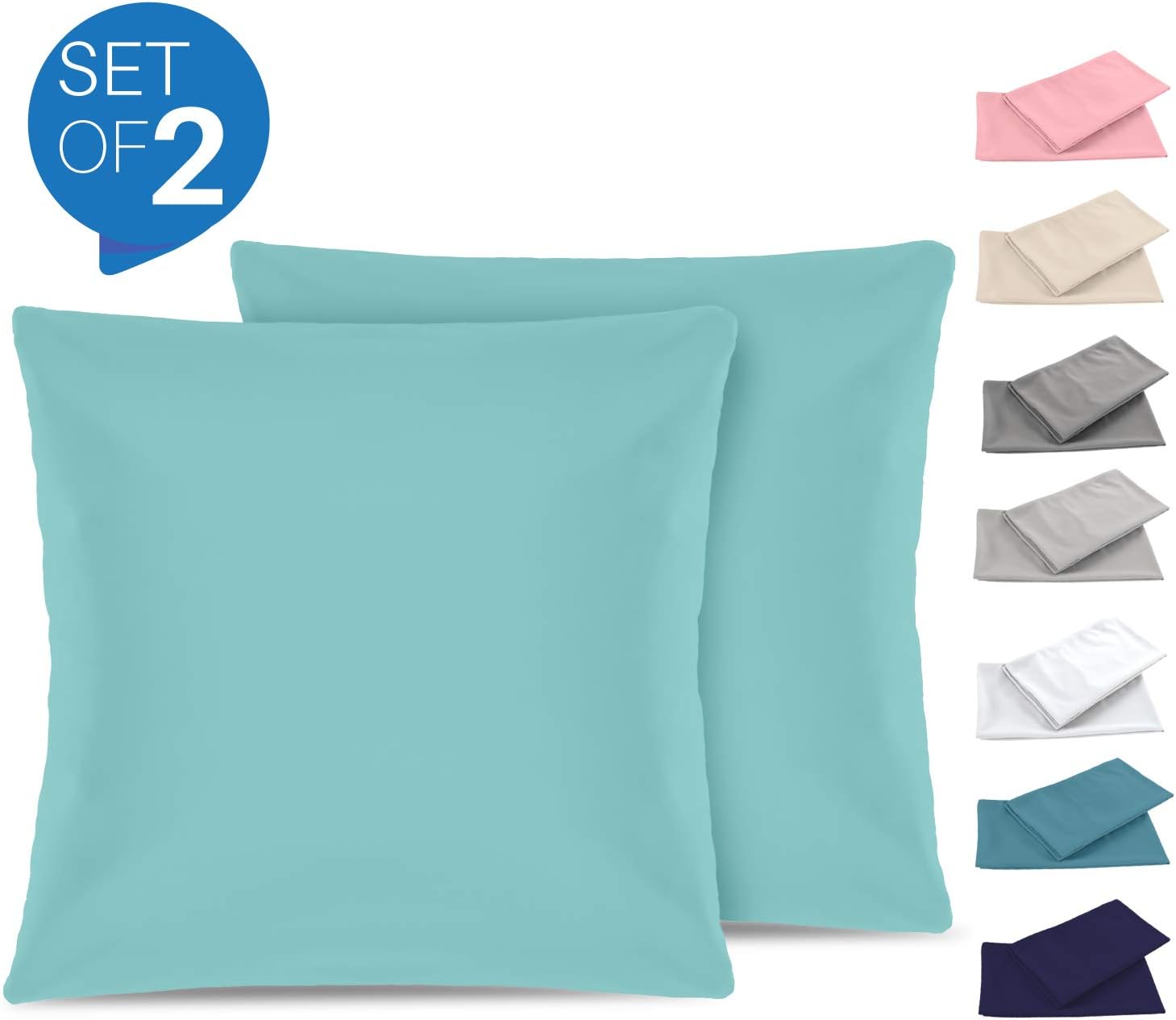 Dreamzie Set Of 2 X Pillowcases 60 X 60 Cm Aqua Microfiber 100