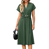 Newshows Womens Wear to Work Teacher Business Casual Dress Funeral Midi Dresses Button Down Office Clothes with Pockets
