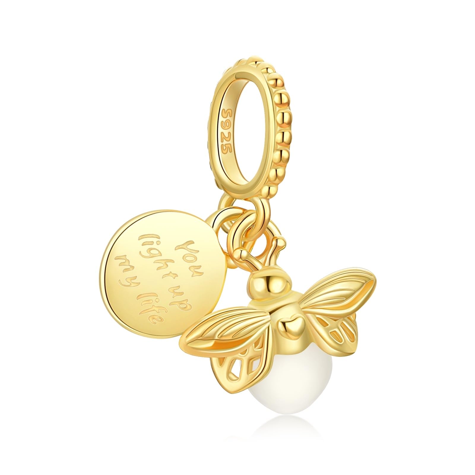 Alstade Gold Night Glow Firefly Dangle Charm 925